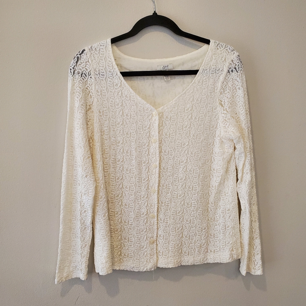 J. Jill lace cardigan sweater cream M petite